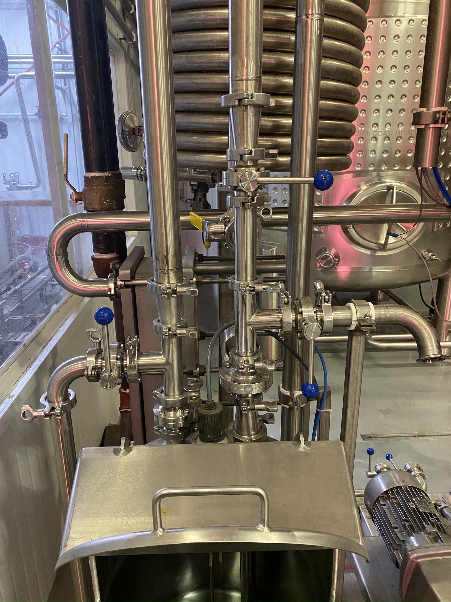 Stainless processing piping at the cider house
